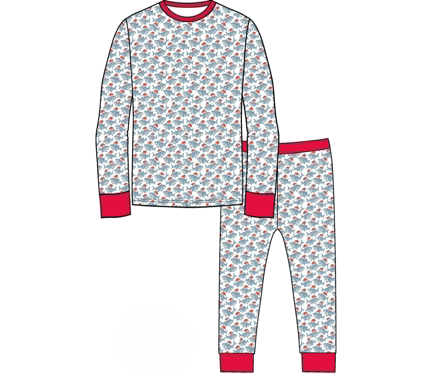 Santa Shark Two Piece Pajama